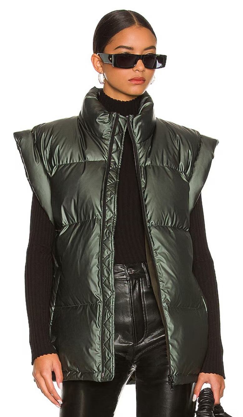NWT jocelyn Belted Nylon Full Zip Belted Puffer Down Vest Olive Green Women's XL